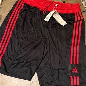 2/$30 Adidas Men's Athletic Shorts Black with Red Stripes